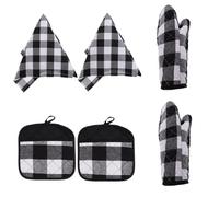 FUNNETOYU Set de Gants de Cuisine Résistants Chaleur avec Maniques et Serviettes pour Cuisson Cuisson Au Four et Barbecue Rangement Suspendu Pratique pour Cuisine Organisée