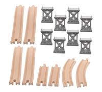 FUNNETOYU Set de Ponts pour Circuit de Train Bois Supports Robustes et Courbes Réalistes Accessoires Compatibles pour Jeu Créatif des Garçon Fille