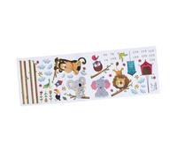 FUNNETOYU Sticker Mural Mural pour Chambre Garçon Fille Autocollant PVC avec Toise Amovible Décoration Murale Amusante Animaux Jungle pour