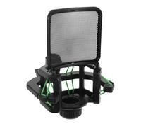 FUNNETOYU Support de Microphone Anti-Vibrations Carré en Plastique Filtre Anti-Pop Vert, Compatible 23,5-24,5 MM, Pied Antichoc Stable pour Enregistrement et Streaming en Studio