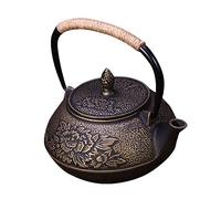 FUNNETOYU Théière Fonte Décorative Vintage avec Motif Pivoine Bouilloire Traditionnelle pour Maison et Bureau Pratique