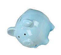 FUNNETOYU Tirelire Céramique Petit Cochon Bleu Décoration Garçon Fille Pot Dépargne Sûr et Pratique pour Garçon Fille Naissance Baptême