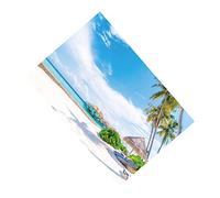 FUNNETOYU Toile de Fond Décorative Tropicale avec Cocotiers et Plage Tissu Darrière Plan Hawaïen Imprimé Décor Mural et Photo pour Fêtes et Événements