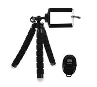 FUNNETOYU Trépied Smartphone Compact à Selfie Télécommande sans Fil pour Photos et Vidéos, Acier Inoxydable Robuste, Noir, Support Multifonction pour Appels Vidéo et Streaming Live