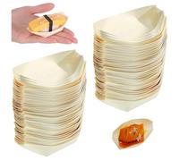 Funngy Bateaux en Bois,100 PCS Coupelle Alimentaire Bol en Bois Coupelles en Boisbateau Barquette Alimentaire en Boisbols pour Sushis Frites Apéritifs Buffets Mariages et Anniversaires