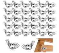 Funngy Écrou Papillon M6, 30 PCS Écrou Papillon Acier Inoxydable 304 INOX Écrous à Oreilles et à Ailettes pour Bricolage et Visserie