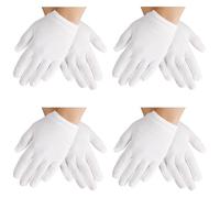 Funngy Gants Blancs pour Adolescents,4 PCS Gants de Nuit en Coton Blanc Gants de Protection Doux Gants Blancs en Coton pour Mains Sèches pour Cosplay Longueur de Poignet Gants de Fête et Mariage