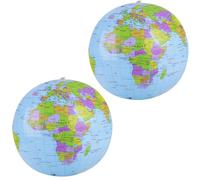 Funngy Globe Terrestre,2 PCS Globe Terrestre Gonflable PVC Mappemonde Éducative pour Enfants Ballon Plage Piscine & Jeux Carte Politique Interactive Loisirs Anti-Stress École Maison Bureau