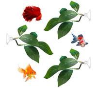 Funngy Plante Aquarium, 3 PCS Feuilles de Repos Réalistes pour Poisson Betta avec Ventouses Hamac en Feuille Décoration en Plastique pour Aquarium Lit et Zone de Frai Plantes d'Ornement