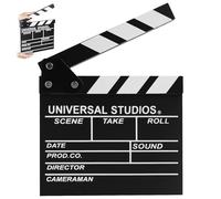 Funngy Rabat de Film,Clap de Cinéma Professionnel en Bois Clap de Réalisateur avec Ardoise Synchronisée Effaçable pour Films Séries TV Publicités Fêtes Adultes et Photomaton