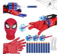 Funnity 2 Red Gant Spider avec Launch, Marve Jouet Lance Toile Spider, Masque Spider, Deguisement Spider Enfant pour Spider Cosplay Carnaval(B)