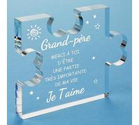 Funnli Bloc Acrylique Gravé pour Grand-Père, 3,35 x 2,76 Pouces - Cadeau Papy, Idée pour Fête des Pères, Nouvel An et Noël