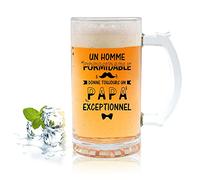 Funnli Idee Cadeau Fete des Peres pour Papa - Verre à Bière Homme Formidable, Chopes à Bière 474 ML - Un Papa Exceptionnel