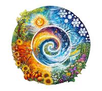 Funnli Puzzle en Bois pour Adultes, 285 Pièces Les Quatre Saisons Adultes, Puzzle en Bois Pièces de Jeu de Forme Unique, 14+ avec Coffret Cadeau (L 34 x 33,8 cm)