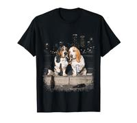 Funny 2 Smoking Basset Hound Dogs Buvant de la bière Meme T-Shirt