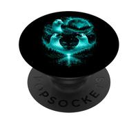Funny 3 Howling Silly Goose At The Ice Blue Full Moon Men PopSockets PopGrip Adhésif