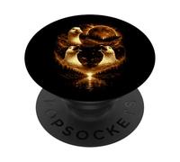 Funny 3 Howling Silly Goose At The Red Blood Full Moon Men PopSockets PopGrip Adhésif