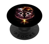 Funny 3 Hurlant Axolotl At The Full Moon Forest Lake Vintage PopSockets PopGrip Adhésif