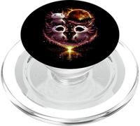 Funny 3 Hurlant Axolotl At The Full Moon Forest Lake Vintage PopSockets PopGrip pour MagSafe