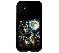 Funny 3 ratons laveurs Buvant du thé Boba Hurlant à la Lune Raton Laveur Coque pour iPhone 11