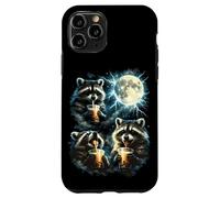 Funny 3 ratons laveurs Buvant du thé Boba Hurlant à la Lune Raton Laveur Coque pour iPhone 11 Pro