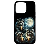 Funny 3 ratons laveurs Buvant du thé Boba Hurlant à la Lune Raton Laveur Coque pour iPhone 15 Pro Max