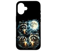 Funny 3 ratons laveurs Buvant du thé Boba Hurlant à la Lune Raton Laveur Coque pour iPhone 16