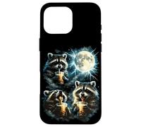 Funny 3 ratons laveurs Buvant du thé Boba Hurlant à la Lune Raton Laveur Coque pour iPhone 16 Pro Max