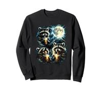 Funny 3 ratons laveurs Buvant du thé Boba Hurlant à la Lune Raton Laveur Sweatshirt