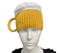 Funny 3d Beer Mug Knitted Hat Comfy Thickened Cold-proof Beanie for Women Men