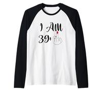 Funny 40th Birthday Gift - I'm 39 + 1 Middle Finger Rude Manche Raglan