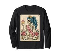 Funny 40th Birthday Skeleton Tarot Card Retro Gothic Graphic Manche Longue