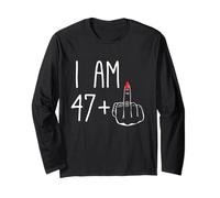 Funny 48e Anniversaire pour Femmes FCK : I Am 47 Plus 1 Middle Finger Manche Longue