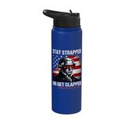 Funny 4th Of July Stay Strapped Or Get Clapped Stainless Steel Insulated Water Bottle