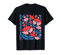 Funny 4th of July Women Boho Floral Liberté Vérité Démocratie T-Shirt