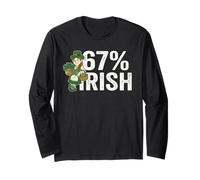 Funny 6 7 St Patricks Day 67% Irish Tshirt for Women Girls Manche Longue