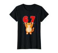 Funny 67 Cat Six Seven Meme Gen Z & Alpha Slang School Humour T-Shirt Graphique avec Valeur