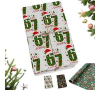Funny 67 Edition Wrapping Paper, 67 Meme Gift Wrap, Folded Wrapping Paper Christmas, Secret Santa & Gag Gifts, Fun Holiday Wrappings Papers for Office, Party (White 284 in)