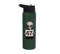 Funny 67 Meme Alien Mugshot Viral Internet Humour 6-7 Blague Stainless Steel Insulated Water Bottle