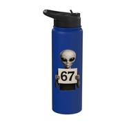 Funny 67 Meme Alien Mugshot Viral Internet Humour 6-7 Blague Stainless Steel Insulated Water Bottle