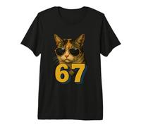 Funny 67 Meme Trend 6 7 Cat Six Seven Argot Viral pour Les Jeunes T-Shirt Haut de Gamme