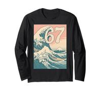 Funny 67 Six Seven Hokusai The Great Wave Vintage Japonais Manche Longue