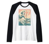 Funny 67 Six Seven Hokusai The Great Wave Vintage Japonais Manche Raglan