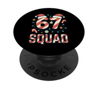 Funny 67 Six Seven Meme Brainrot 6-7 Christmas Squad PopSockets PopGrip Adhésif