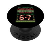 Funny 67 Six Seven Squad Meme Christmas Ugly Sweater Neveu PopSockets PopGrip Adhésif