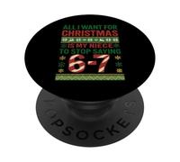 Funny 67 Six Seven Squad Meme Christmas Ugly Sweater Niece PopSockets PopGrip Adhésif