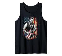 Funny Abraham Lincoln Guitare Drapeau USA Débardeur