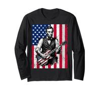Funny Abraham Lincoln Guitare Drapeau USA Manche Longue