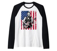 Funny Abraham Lincoln Guitare Drapeau USA Manche Raglan