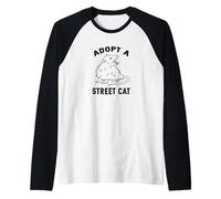 Funny Adopt a Street Cat Possum Lover Manche Raglan
